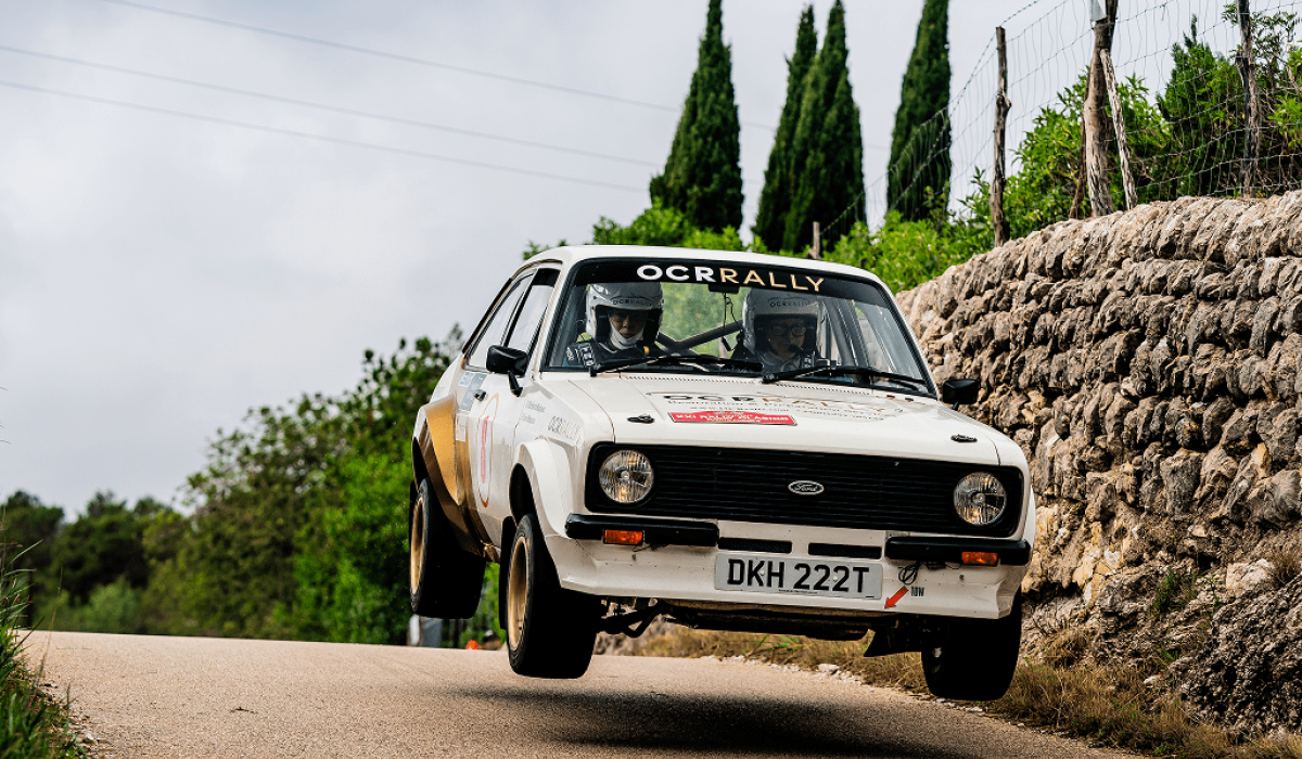 Rally car in the air